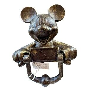 VTG Mickey Mouse Disney Door Knocker Bronze Brass Metal Heavy Duty Name Plate